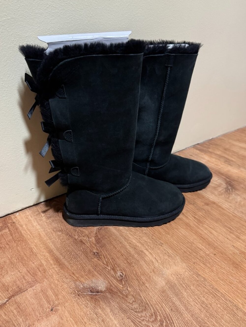 UGG Bailey Bow Tall II Black Suede Boots Women’s Size 9